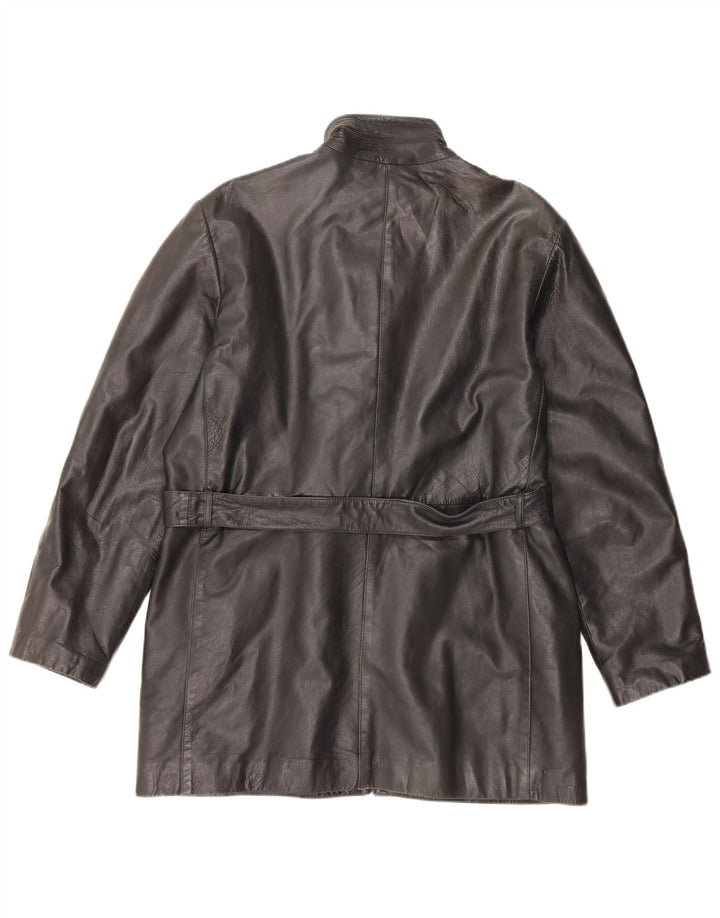 veste en cuir femme vintage UK 16 Grand cuir noir