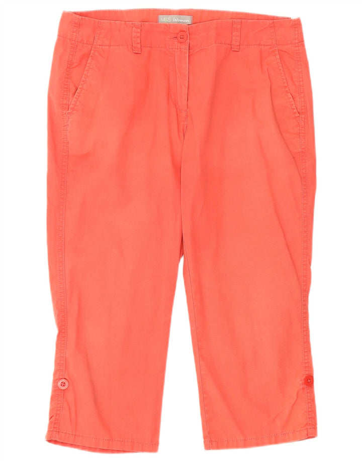 Marks & Spencer Pantalon Capri Femme UK 12 Medium W32 Coton Rose