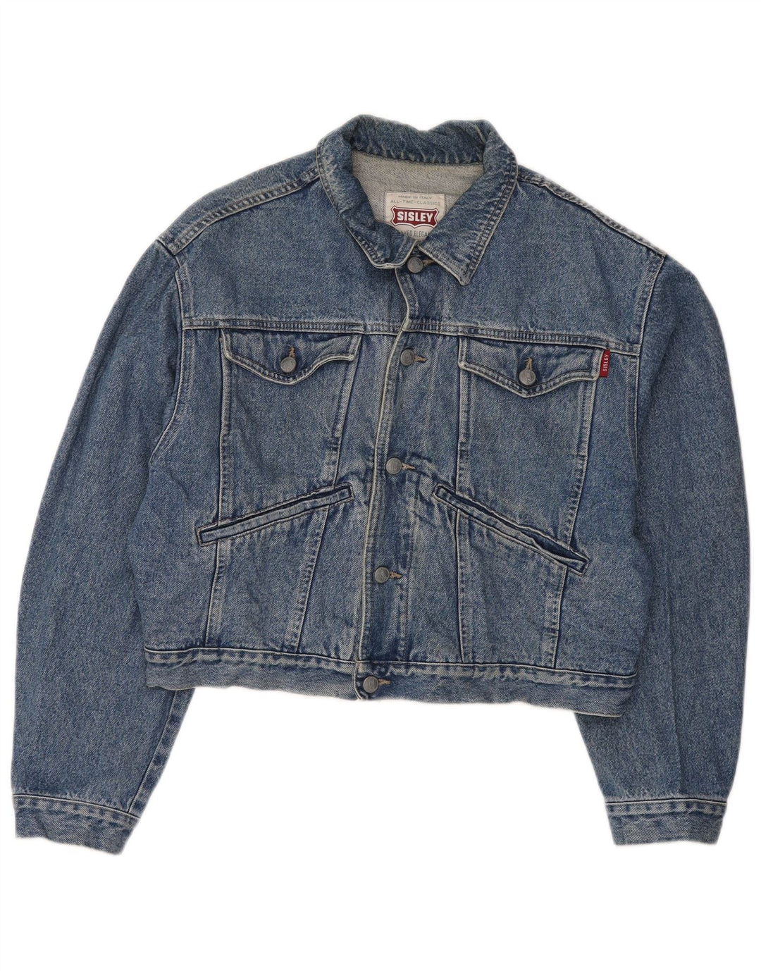 SISLEY Veste en jean surdimensionnée pour femme UK 10 Petit coton bleu