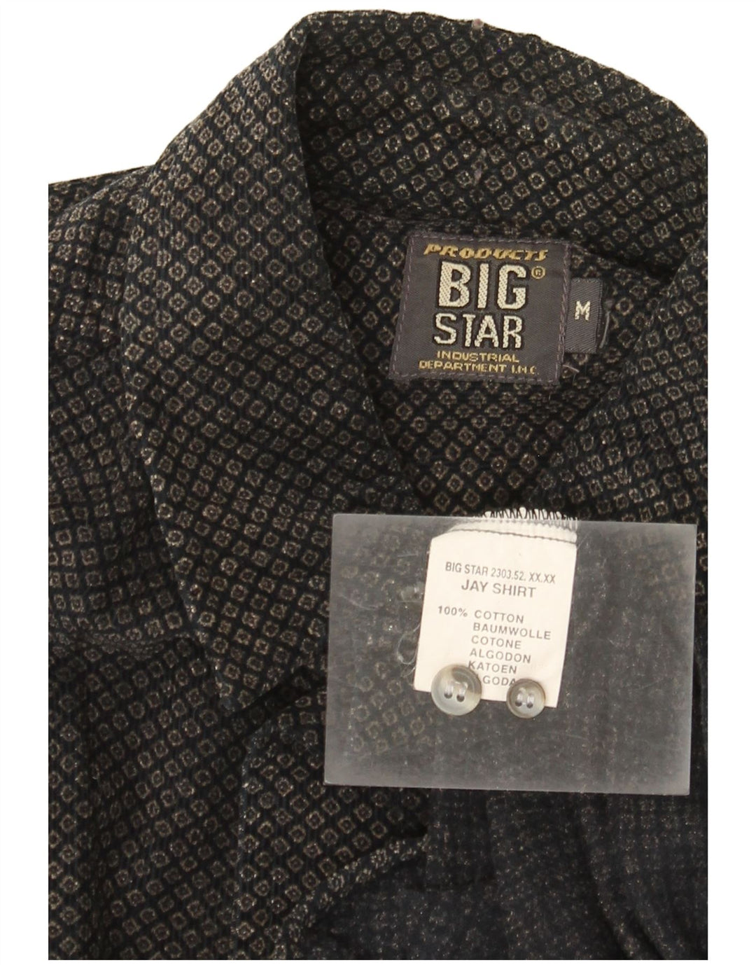 Chemise Homme Big Star Coton Géométrique Noir Moyen