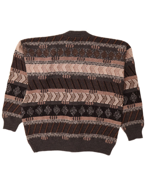 Angelo Litrico Homme Cardigan Pull Moyen Multicolore Géométrique Laine