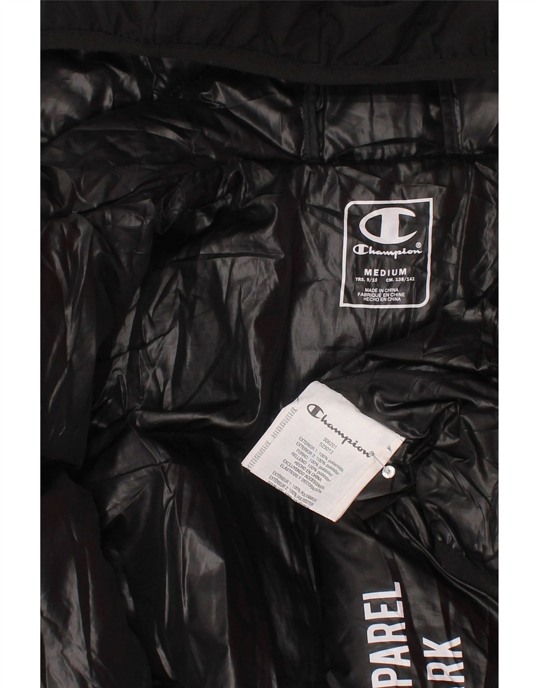Champion Veste matelassée à capuche graphique pour garçon 9-10 ans Noir moyen