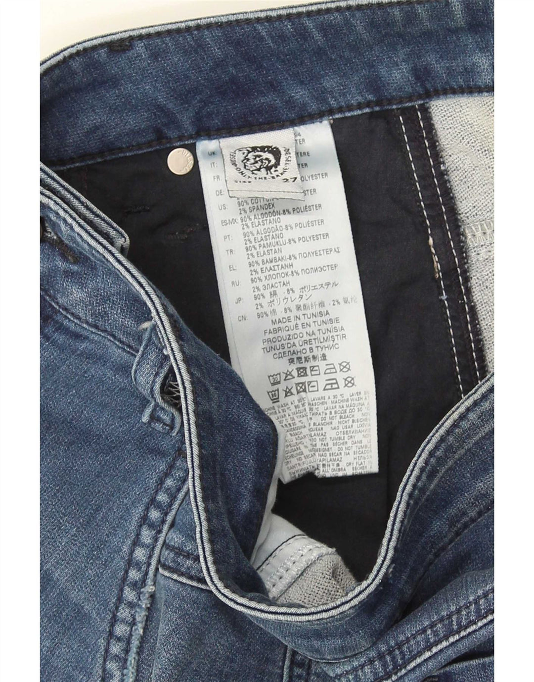 Diesel Short en jean vieilli W27 pour femme Petit coton bleu