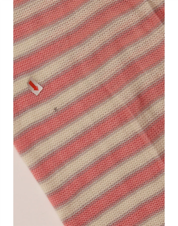 VINTAGE Pull col bateau femme UK 14 Rose moyen Colourblock