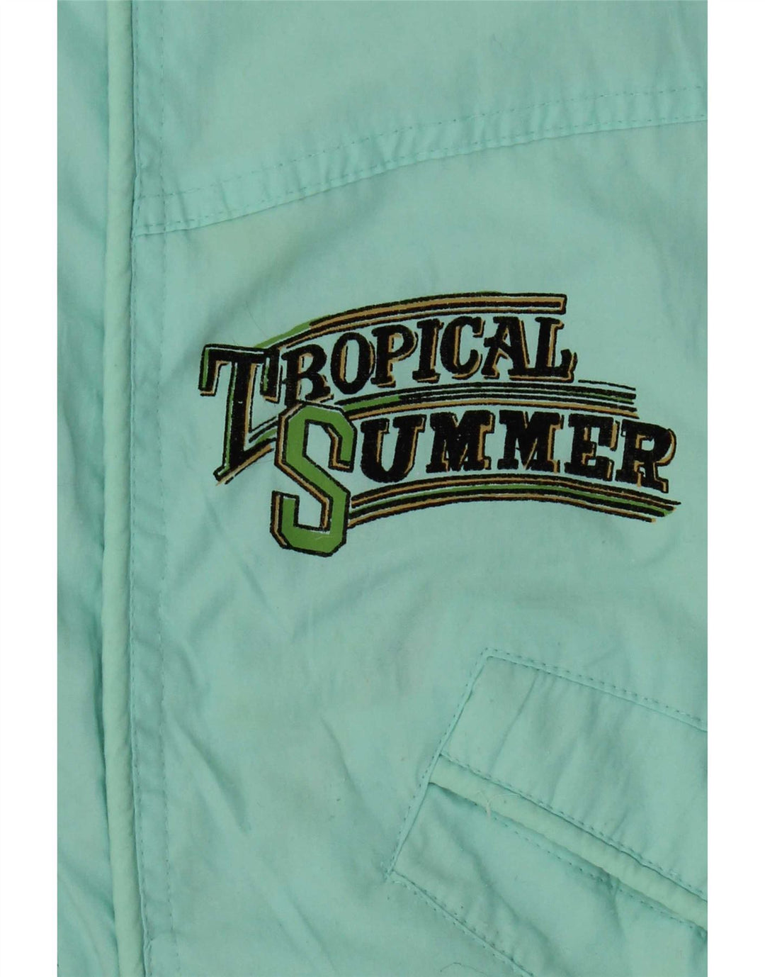 Veste coupe-vent graphique femme vintage UK 16 Grand Polyester Turquoise