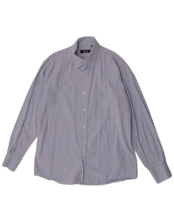 Trussardi Chemise Homme Taille 41 42 Grand Carreau Bleu
