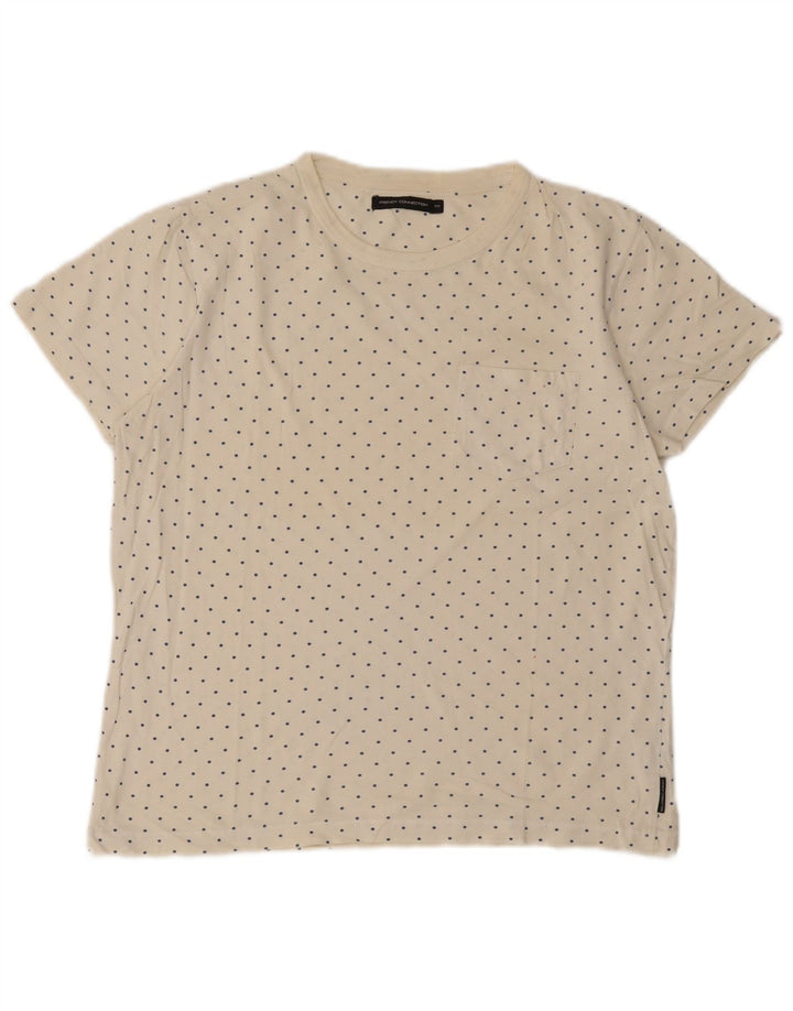French Connection T-Shirt Top Homme Blanc cassé à pois