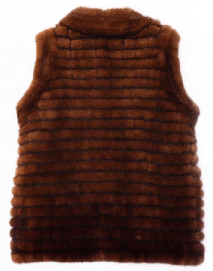 gilet de fourrure femme vintage UK 14 Brun moyen