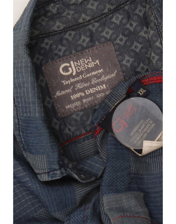 Chemise Homme Gaudi 2XL Bleu Patchwork Coton