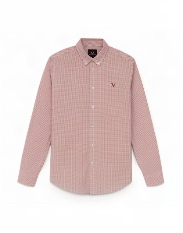 Crew Clothing Chemise Slim Fit Homme en Coton à Carreaux Rouge Moyen