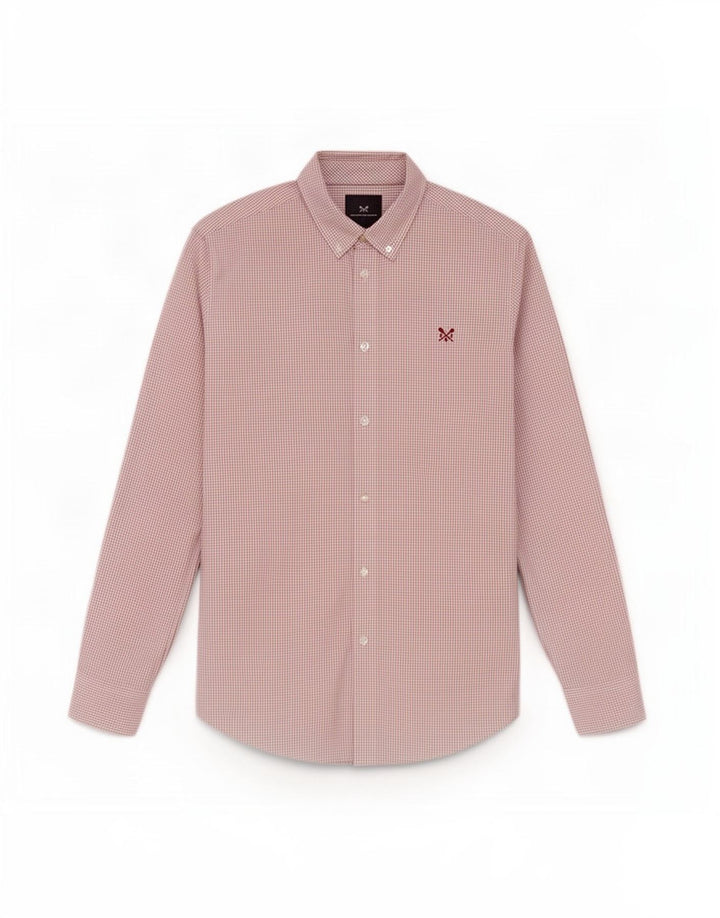 Crew Clothing Chemise Slim Fit Homme en Coton à Carreaux Rouge Moyen