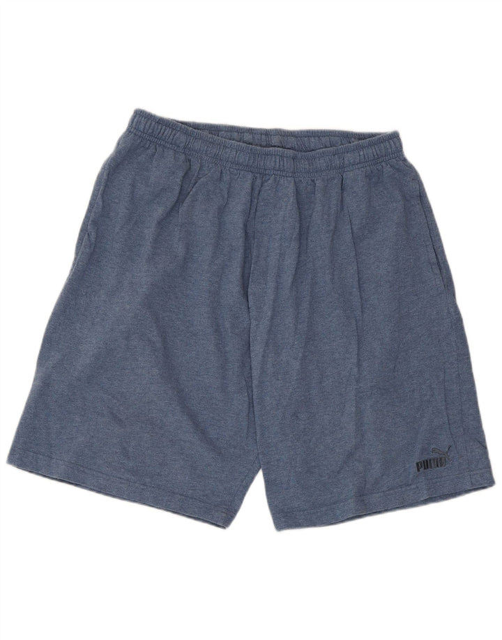 Puma Short de sport pour homme en coton moucheté bleu marine Taille L