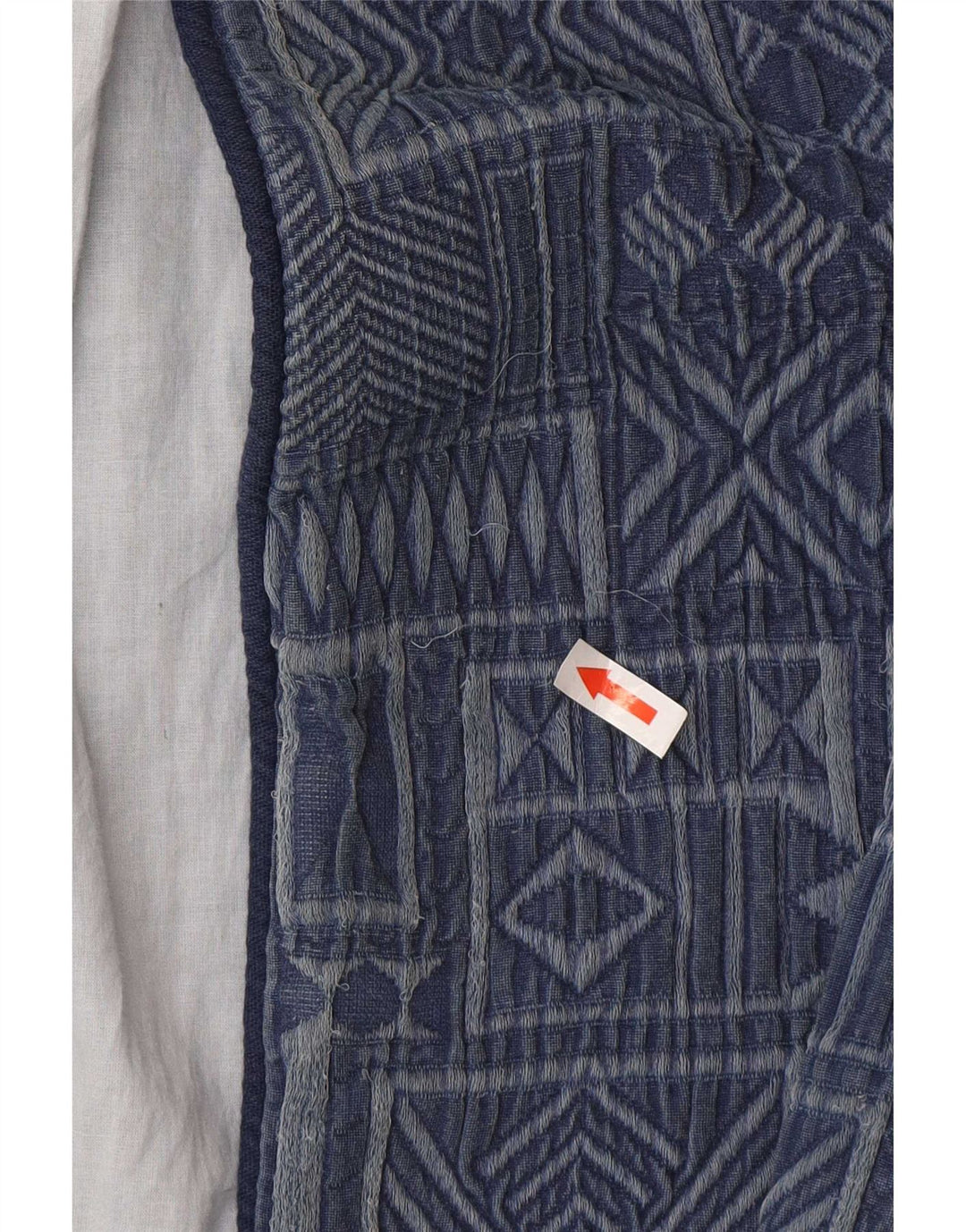 Zara Womens Open Overcoat UK 16 Large Bleu Marine Géométrique Coton