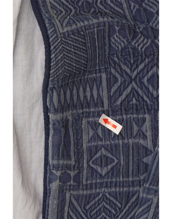Zara Womens Open Overcoat UK 16 Large Bleu Marine Géométrique Coton