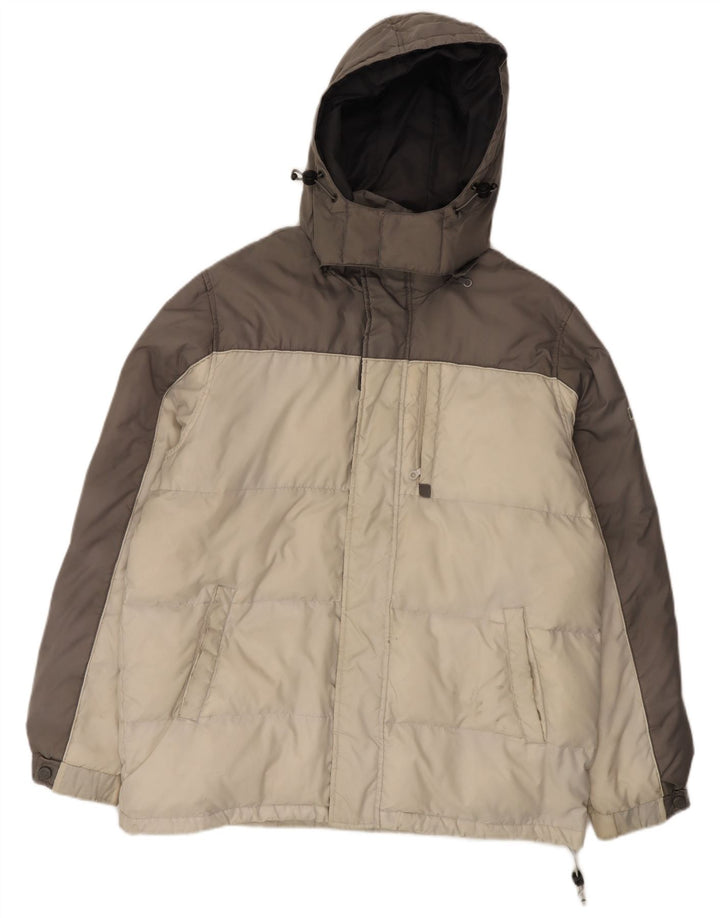 Champion Veste matelassée à capuche pour homme UK 40 Large Gris Colorblock