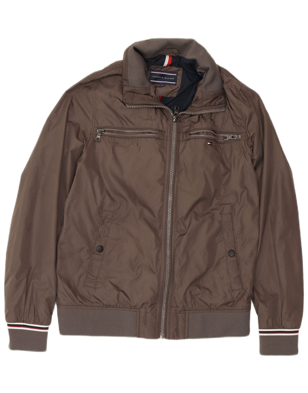 TOMMY HILFIGER Veste Bomber Homme UK 38 Marron Moyen Polyamide
