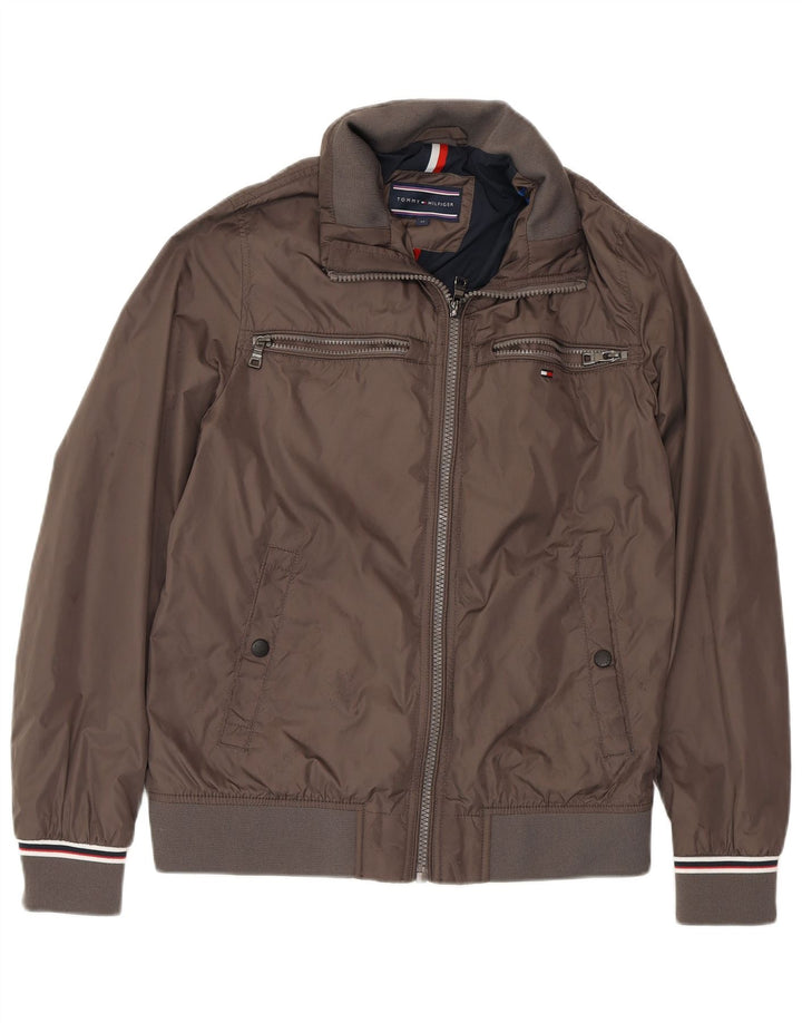 TOMMY HILFIGER Veste Bomber Homme UK 38 Marron Moyen Polyamide