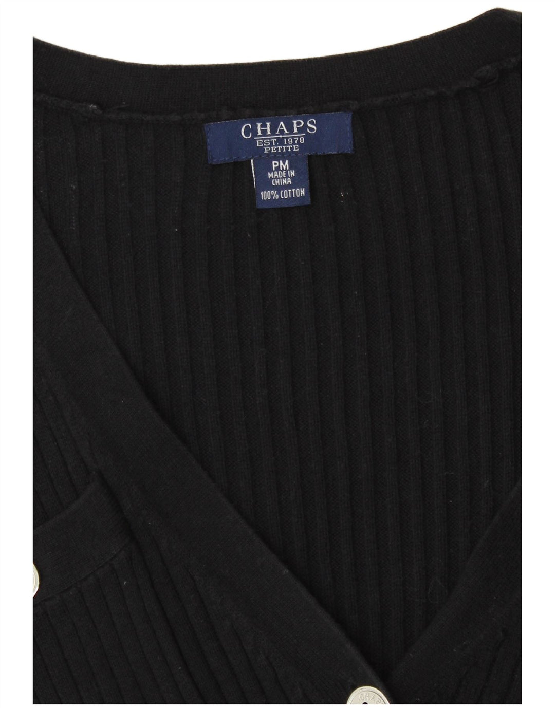 Chaps Femme Petite Cardigan Pull UK 14 Moyen Noir Coton