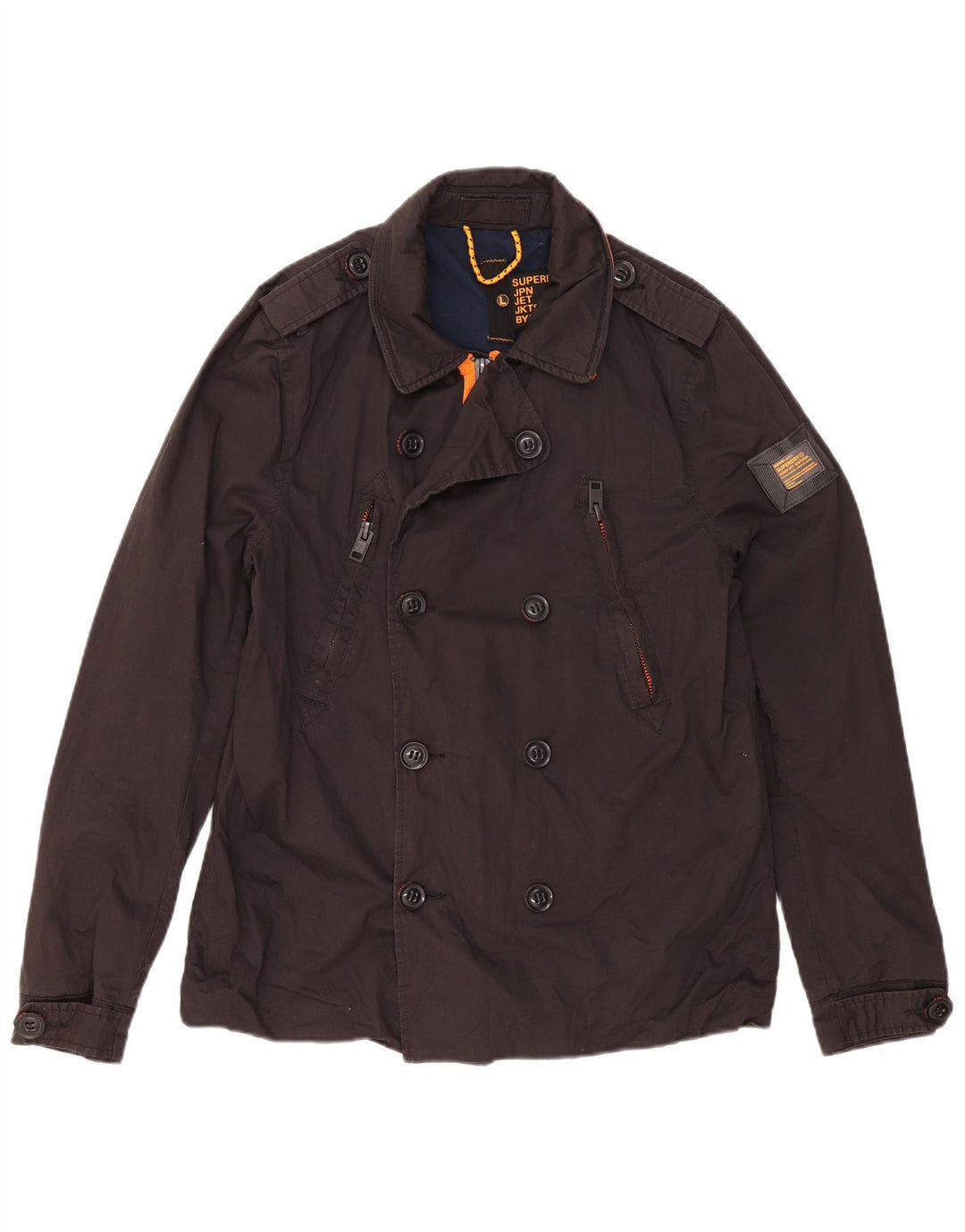 Superdry Caban Femme UK 16 Grand Coton Noir