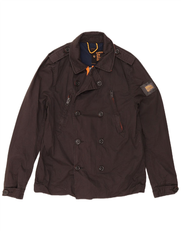 Superdry Caban Femme UK 16 Grand Coton Noir