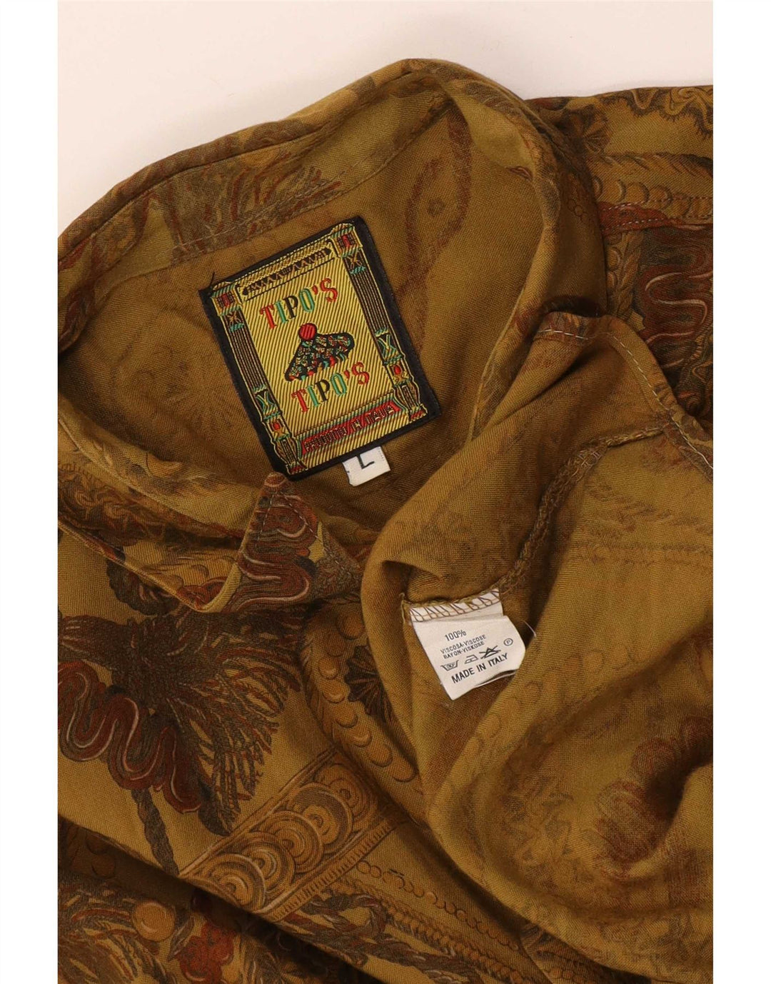 Tipo' S Chemise Graphique Homme Large Kaki Viscose
