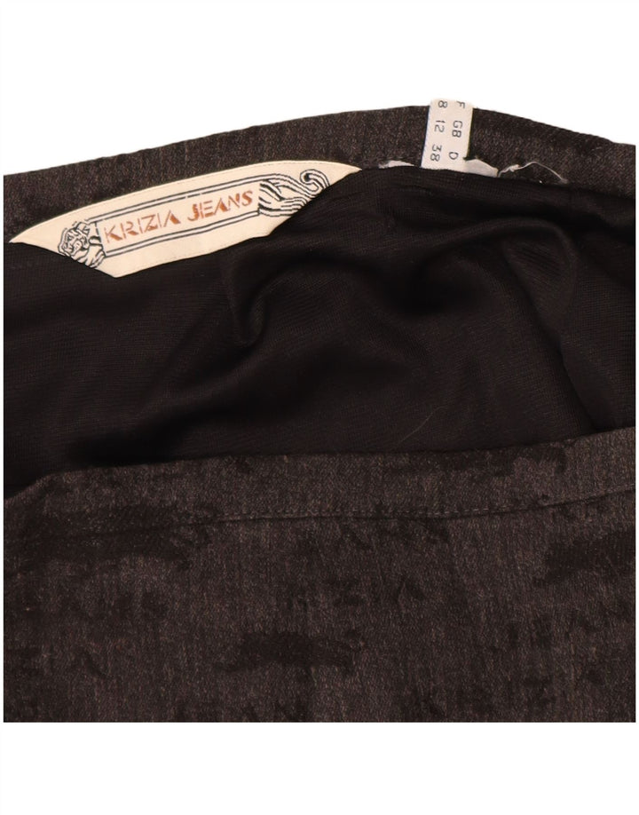 KRIZIA JEANS Jupe crayon graphique pour femme UK 12 Medium W28 Gris