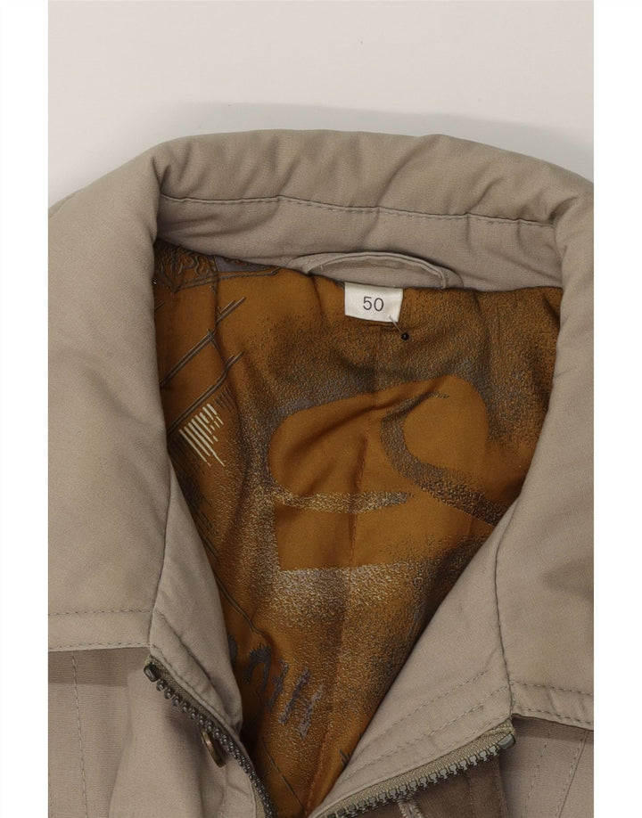 VINTAGE Mens Bomber Jacket IT 50 Large Grey Polyester Vintage Vintage and Second-Hand Vintage from Messina Hembry 