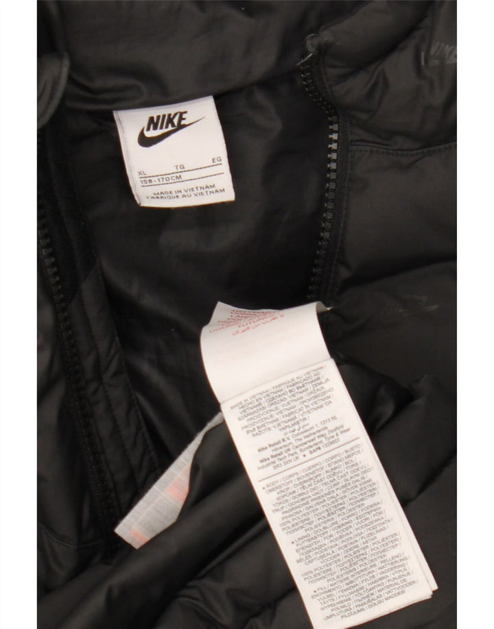 Nike Veste matelassée à capuche graphique pour garçon 13-14 ans XL Noir Polyester