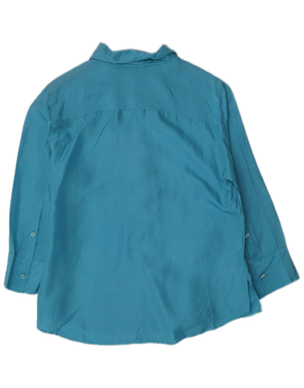 Andrea Mare Chemisier à manches 3/4 pour femme UK 10 Petite soie bleue