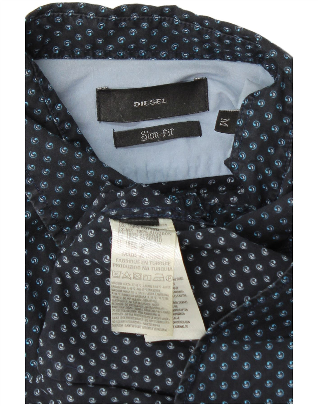 Diesel Chemise Slim Fit Bleu Marine Moyen à Pois Coton