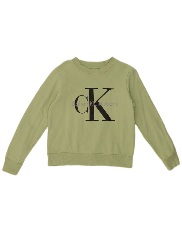 Calvin Klein Jeans Sweat-shirt graphique pour femme UK 6 XS Vert Coton