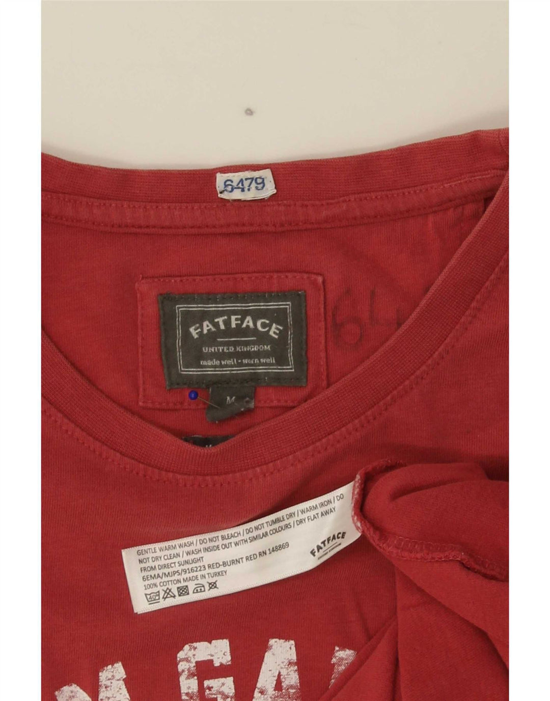 Fat Face T-Shirt Graphique Grande-Bretagne Homme Rouge Moyen Coton