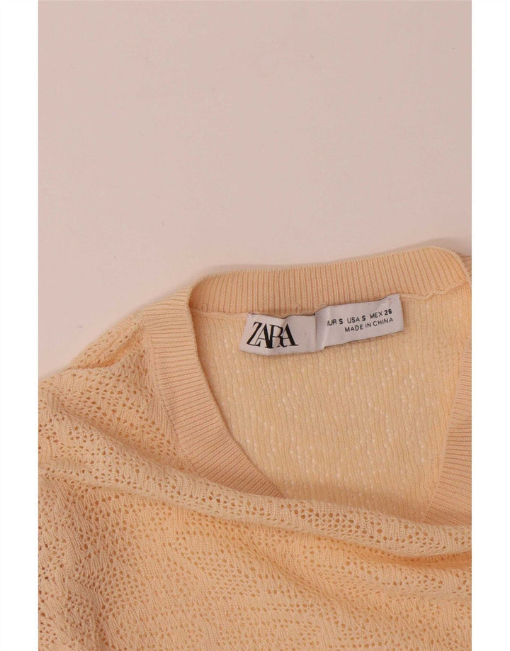Zara Femme Top Manches Longues UK 8 Small Beige