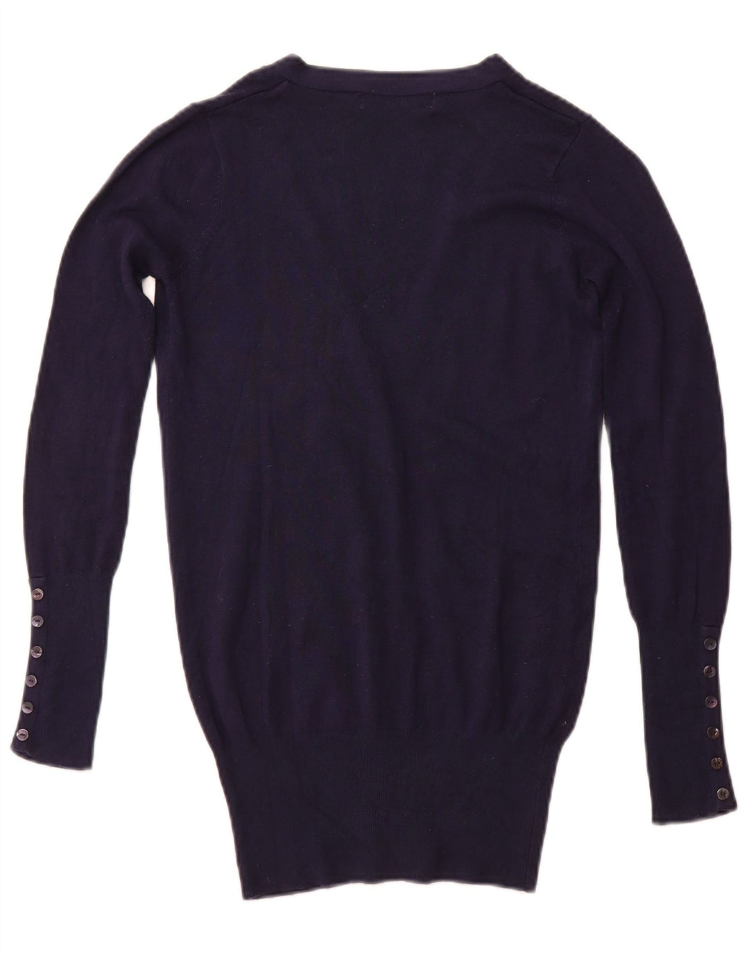 ZARA Femme Cardigan Pull UK 10 Petite Rayonne Bleu Marine