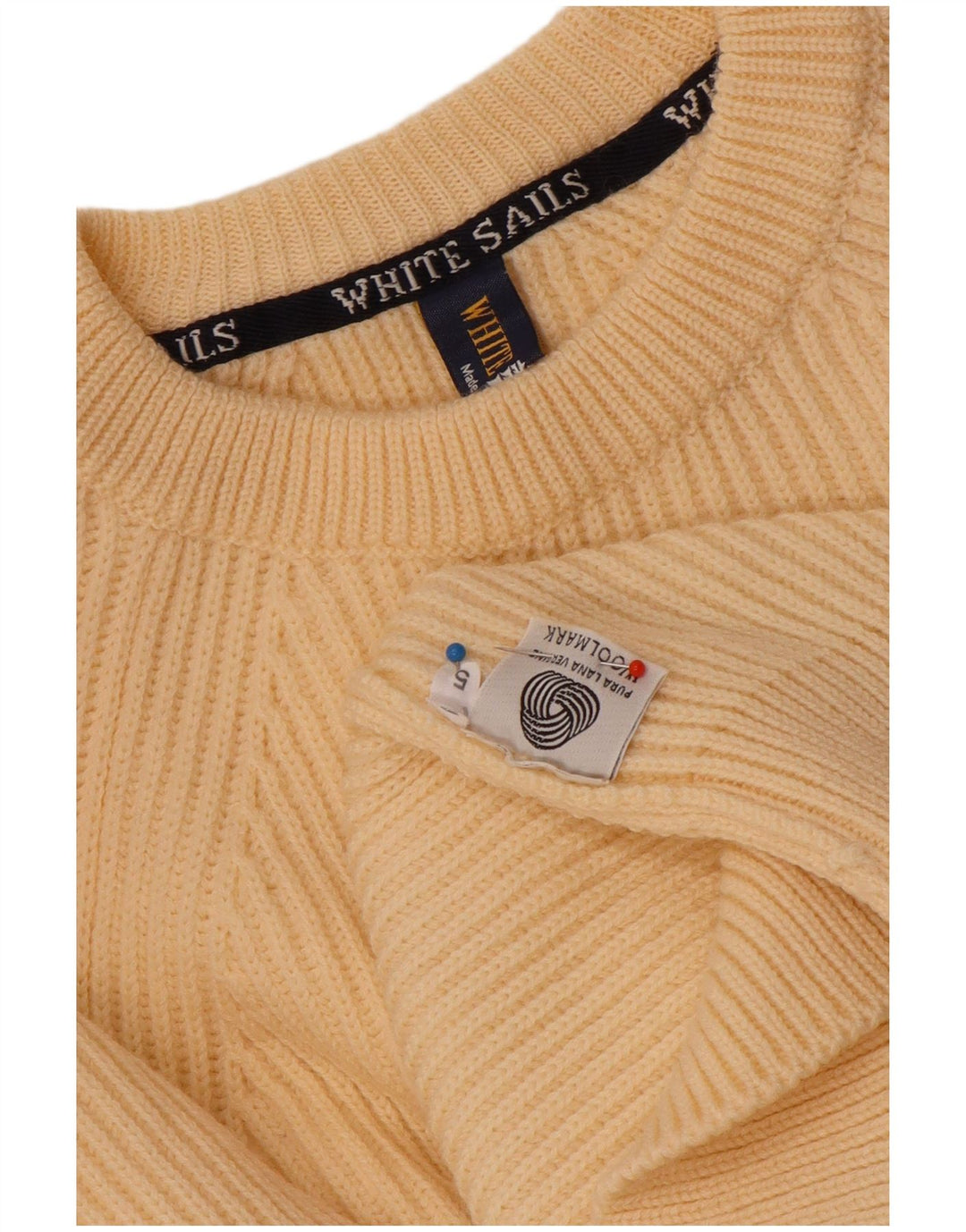 White Sails Pull Col Rond Homme Laine Beige Moyen