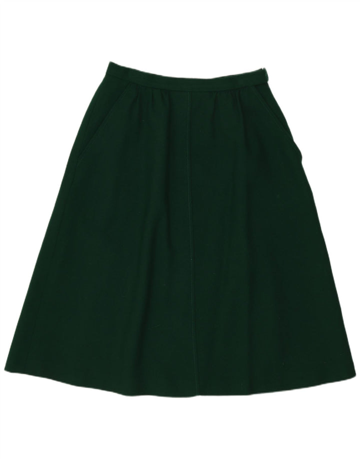 Jaeger Jupe trapèze pour femme UK 14 Medium W26 Laine verte