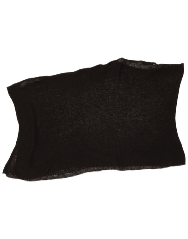 Zara Femme Poncho Blouse Top UK 12 Moyen Noir Acrylique