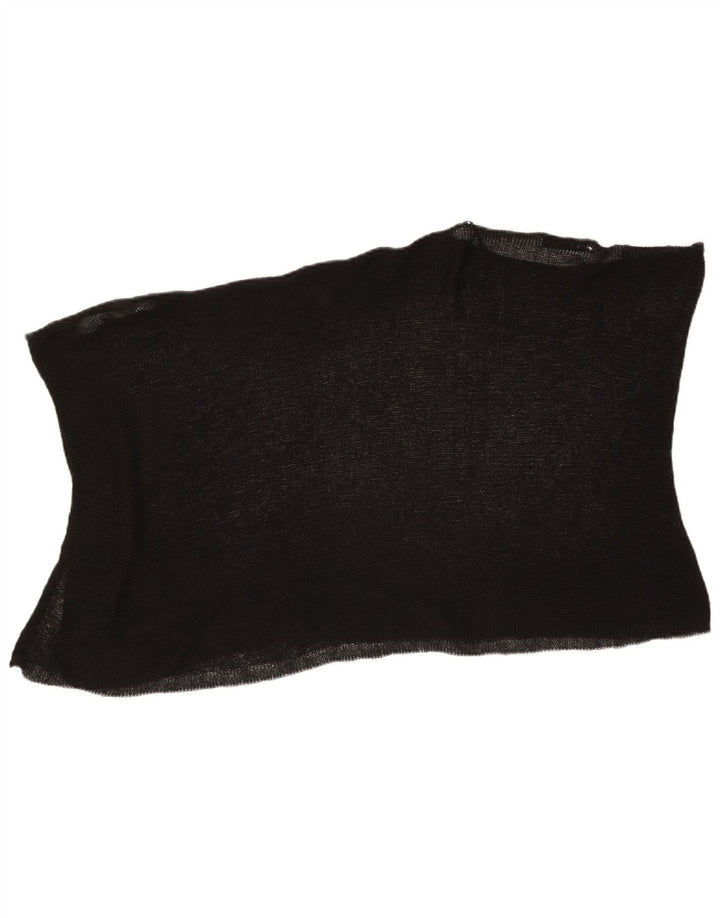 Zara Femme Poncho Blouse Top UK 12 Moyen Noir Acrylique
