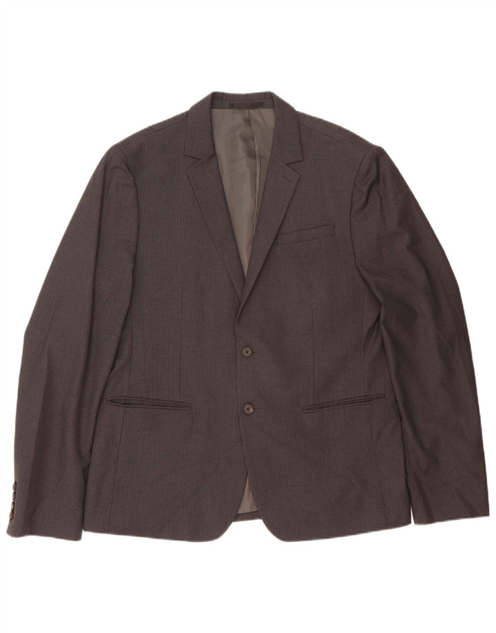 All Saints Veste blazer à 2 boutons pour homme UK 42 XL Gris à fines rayures