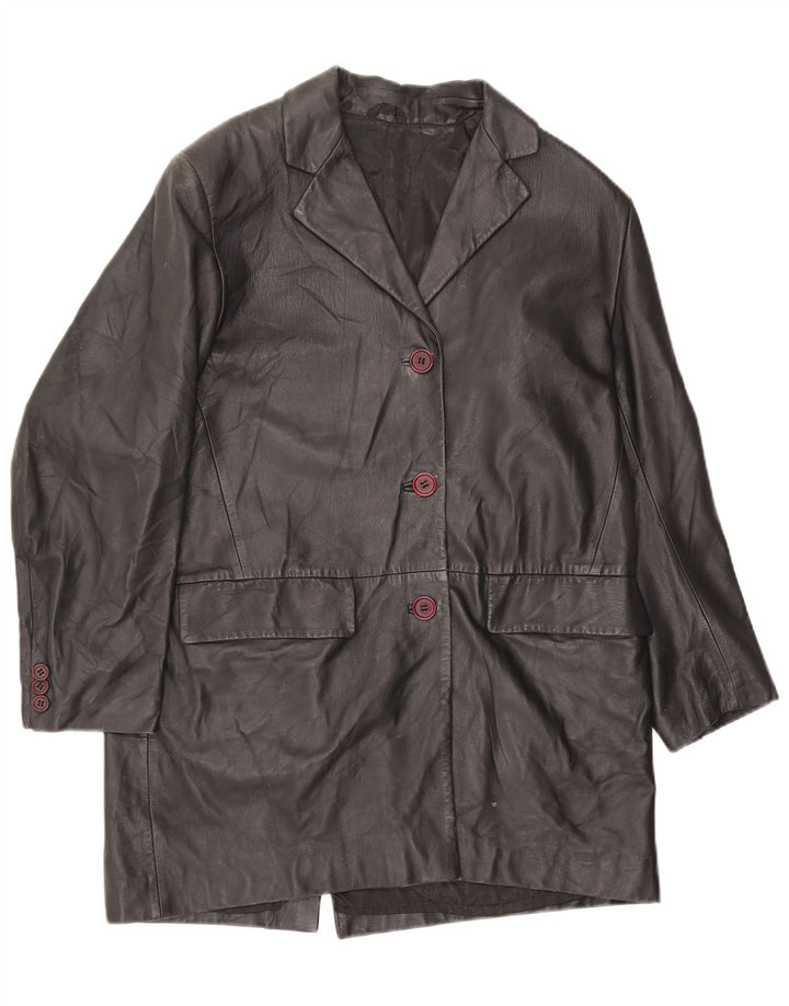 manteau en cuir femme vintage IT 42 Cuir noir moyen