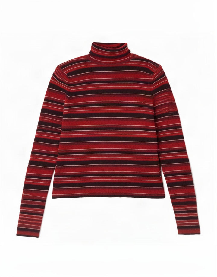 Brooks Brothers Pull col roulé pour femme UK 12 Rayé rouge moyen