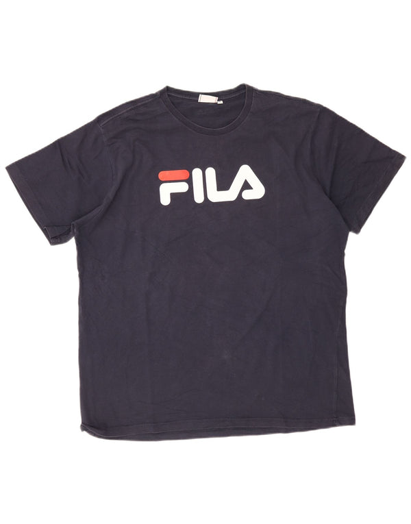 Fila Homme Graphic T-Shirt Top XL Bleu Marine Coton