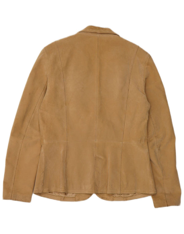 In Extenso Veste blazer en daim à 2 boutons pour femme UK 14 Cuir beige moyen