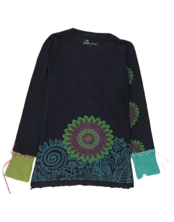 Desigual Haut graphique à manches longues pour femme UK 14 Large Bleu marine Paisley