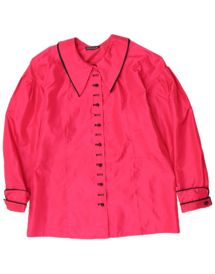 Lutz Teutloff Chemise Chemisier Femme UK 14 Grand Rose Polyester