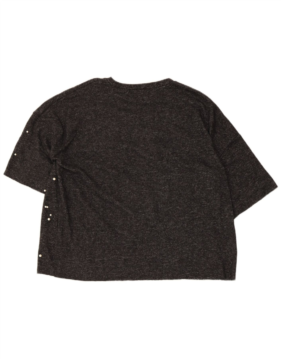 Zara Femme T-Shirt Oversize Top UK 10 Petit Gris Polyester