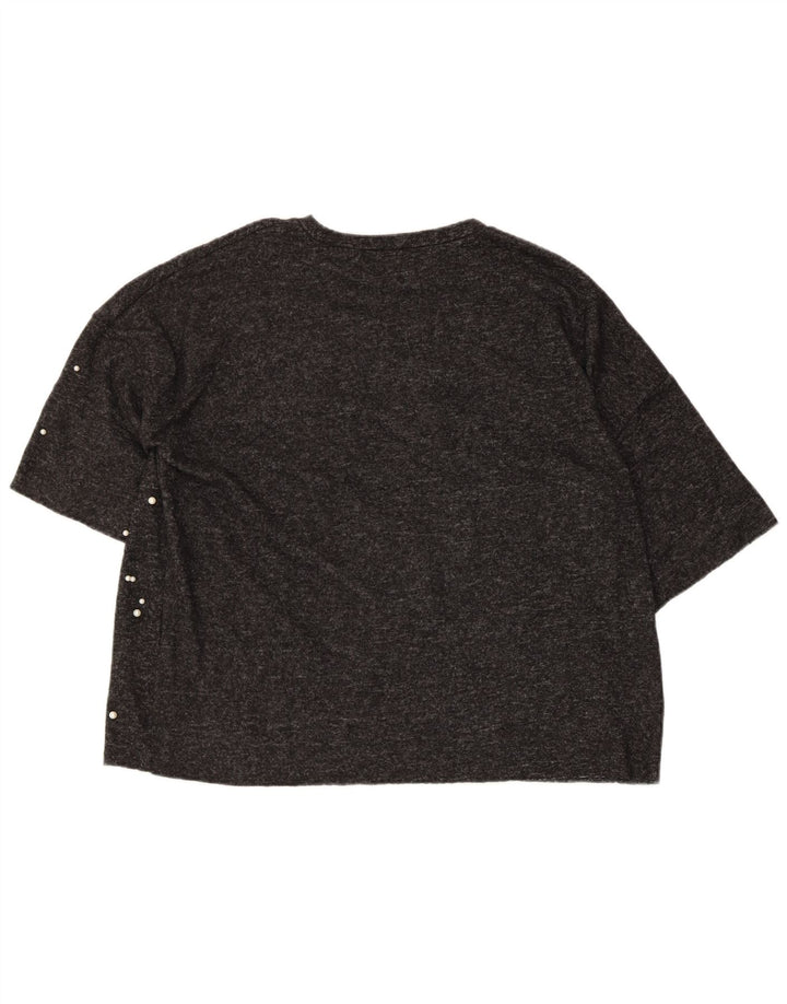 Zara Femme T-Shirt Oversize Top UK 10 Petit Gris Polyester