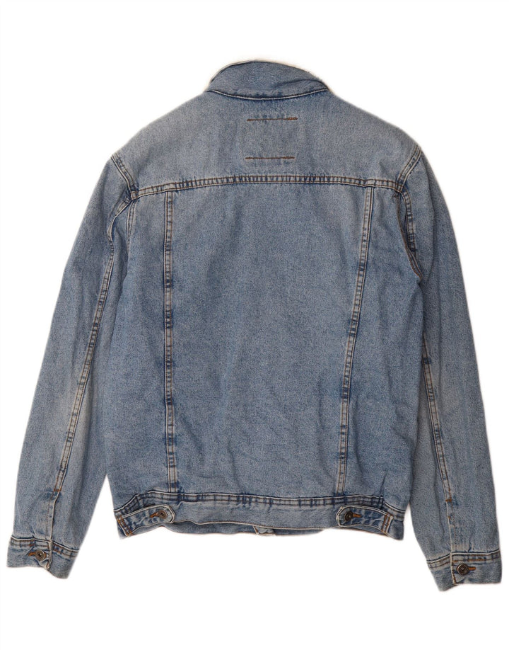 ZARA Mens Denim Sherpa Jacket UK 38 Medium Blue Cotton