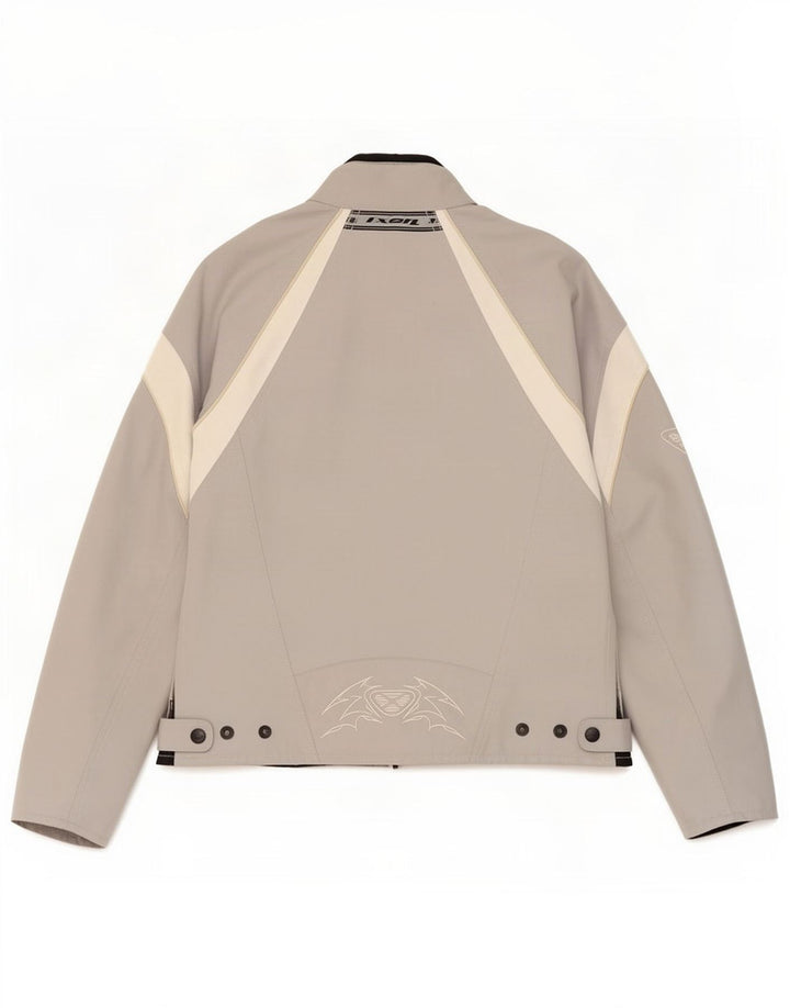 Ixon Womens Graphic Racer Jacket US 4 Small Grey Colourblock Polyester