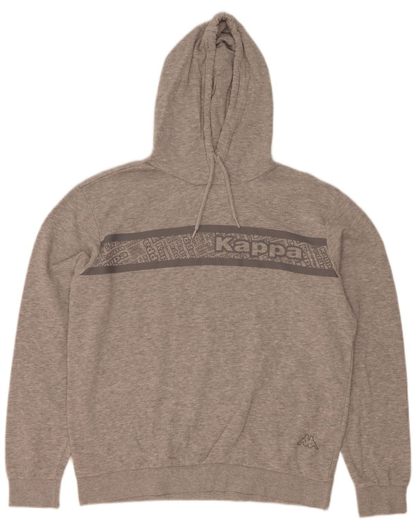 Kappa Pull à capuche graphique pour homme XL en coton moucheté gris